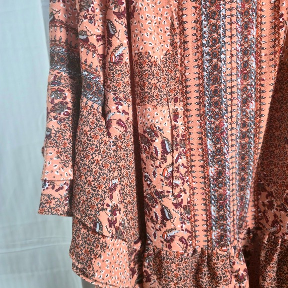 Umgee USA Floral‎ Print Dress Tiered Bell Sleeve Boho Bohemian Small S - Picture 6 of 16